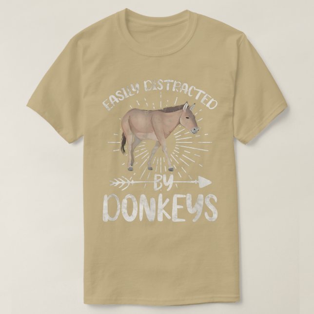Camiseta Fácil Distração Por Donkeys Donkey Owner Farmer D (Frente do Design)