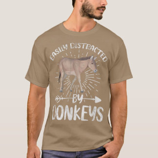 Camiseta Fácil Distração Por Donkeys Donkey Owner Farmer D