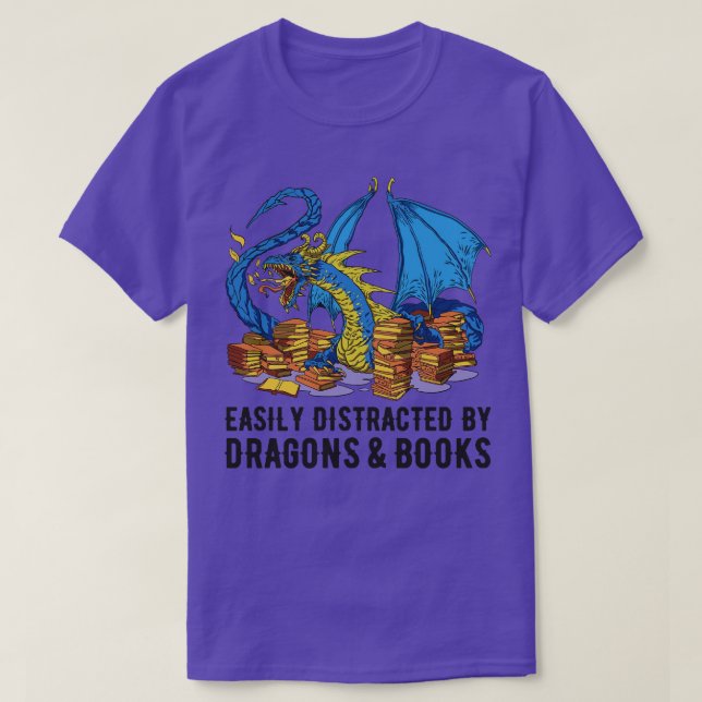 Camiseta Fácil Distração Por Dragões E Livros III (Frente do Design)
