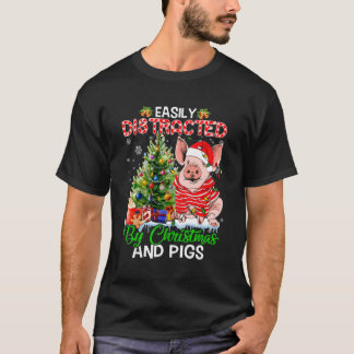 Camiseta Fácil Distração Por E Pigs Farmer Xmas Para O Chri