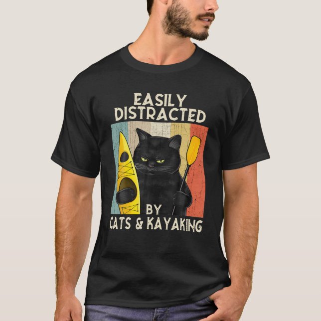 Camiseta Fácil Distração Por Gatos (Frente)