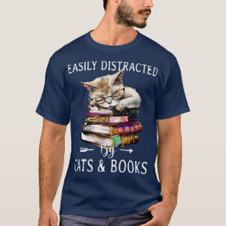 Camiseta Fácil Distração Por Gatos E Livros 9