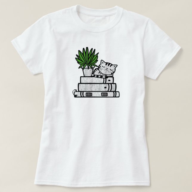 Camiseta Fácil Distração por Gatos e Livros | Livros (Frente do Design)