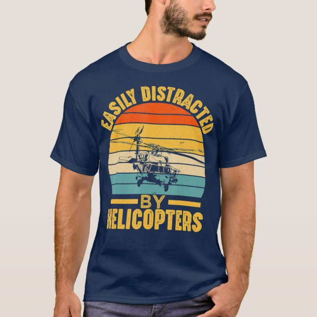 Camiseta Fácil Distração Por Helicópteros Piloto Funny (Frente)