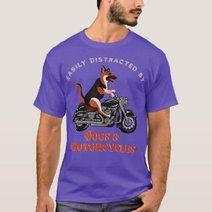 Camiseta Fácil Distração Por Motociclos De Cães