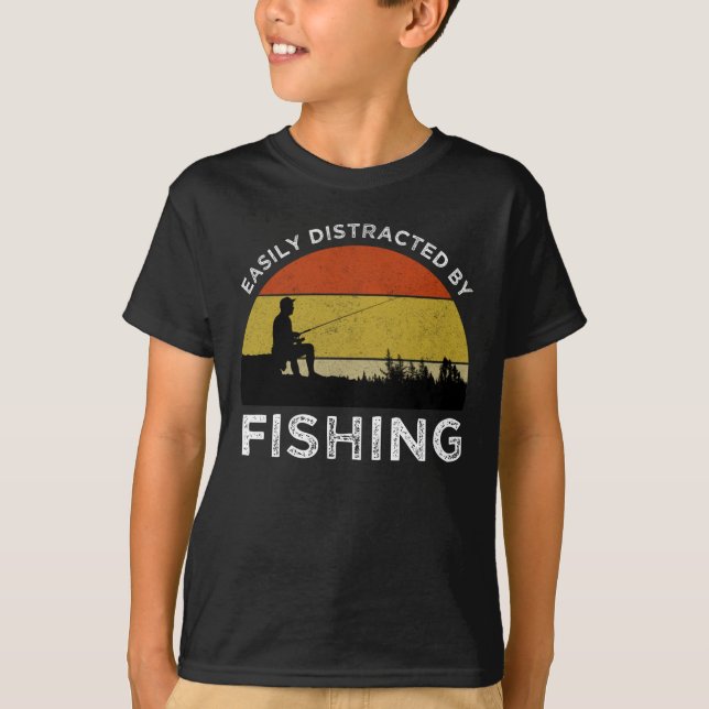 Camiseta Fácil Distração Por Pesca (Frente)