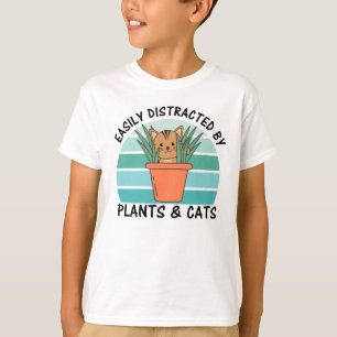 Camiseta Fácil Distração Por Plantas E Gatos De Plantas