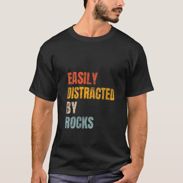 Camiseta Fácil Distração Por Rocks Retro Geology Rock Coll (Frente)