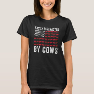 Camiseta Fácil Distração Por Vacas - Bandeira Americana