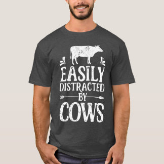 Camiseta Fácil Distração Por Vacas Farmer Fazendas Engraçad