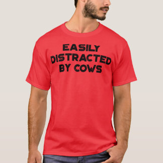 Camiseta Fácil Distração Por Vacas Funny Vintage Retro
