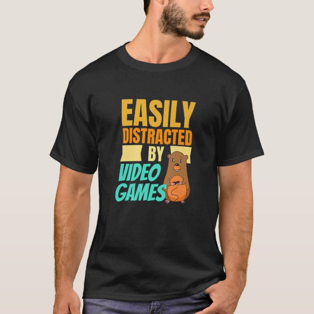 Camiseta Fácil distração por Videos games Nerd de jogos (Frente)