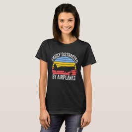 Camiseta Facilmente Distraída Por Aviões Funny Aviation