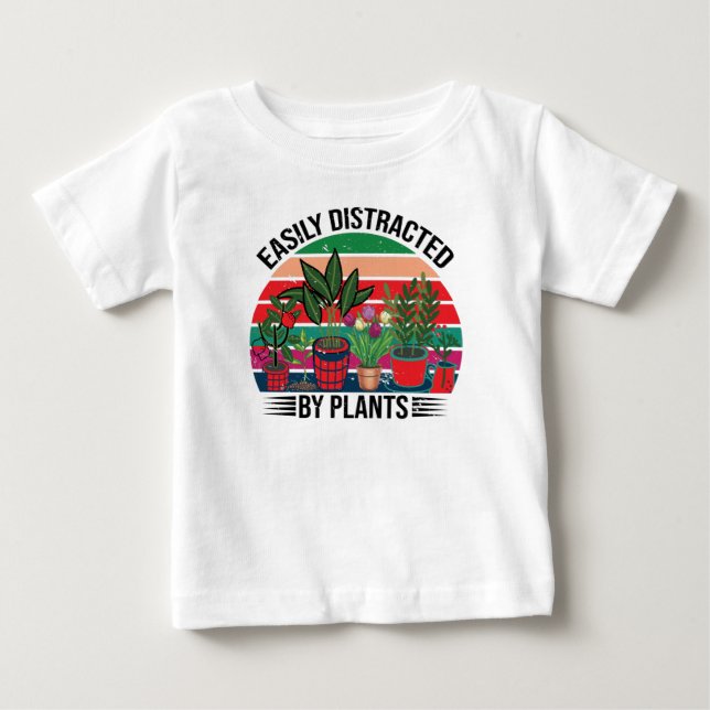 Camiseta Facilmente Distraída Por Plantas De Jardinagem (Frente)