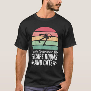 Camiseta Facilmente distraído pela Escape Rooms e Cats Love