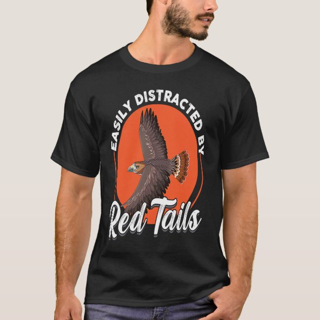 Camiseta Facilmente Distraído Pela Falconry Red Tails (Frente)