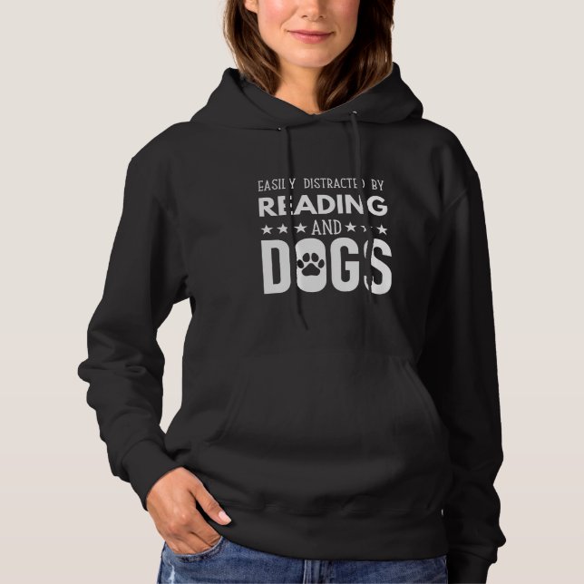 Camiseta Facilmente distraído pela leitura e Cães, Cachorro (Frente)