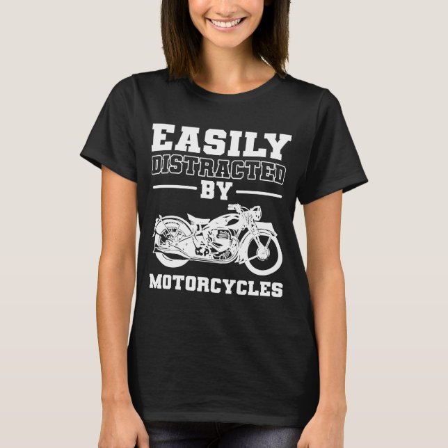 Camiseta Facilmente Distraído Pela Motorcycle Biker (Frente)