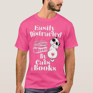 Camiseta Facilmente distraído pelo amante de livros Cats e