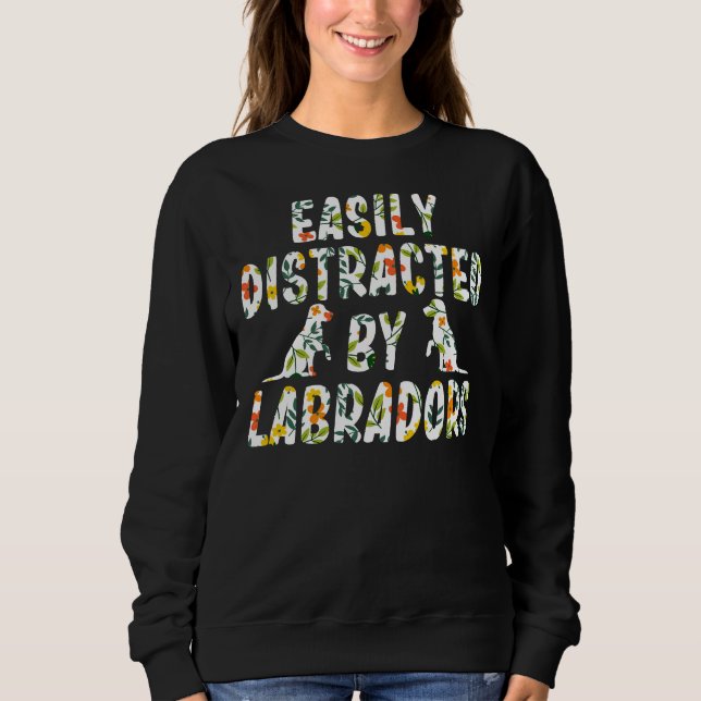 Camiseta Facilmente Distraído Pelo Cachorro Labradores (Frente)