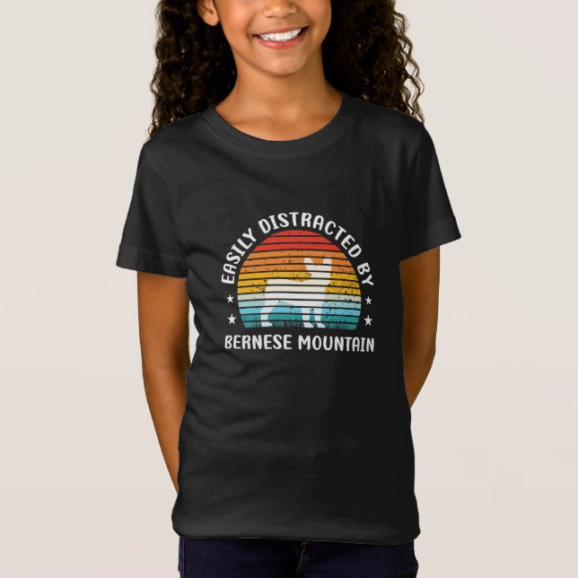 Camiseta Facilmente distraído pelo cão Bernese Mountain, (Frente)