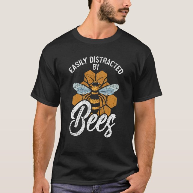Camiseta Facilmente Distraído Por Abelhas Apicultor Apiaris (Frente)