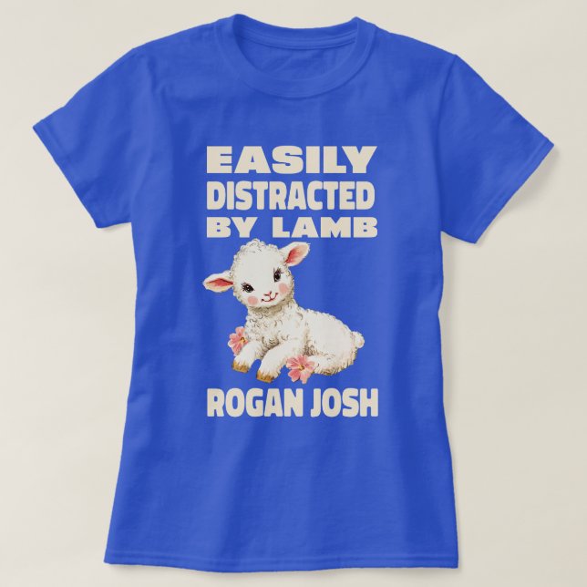 Camiseta Facilmente Distraído Por Amante Do Curry Lamb Roga (Frente do Design)