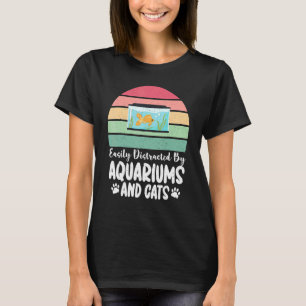 Camiseta Facilmente distraído por Aquários e Gatos Amante d