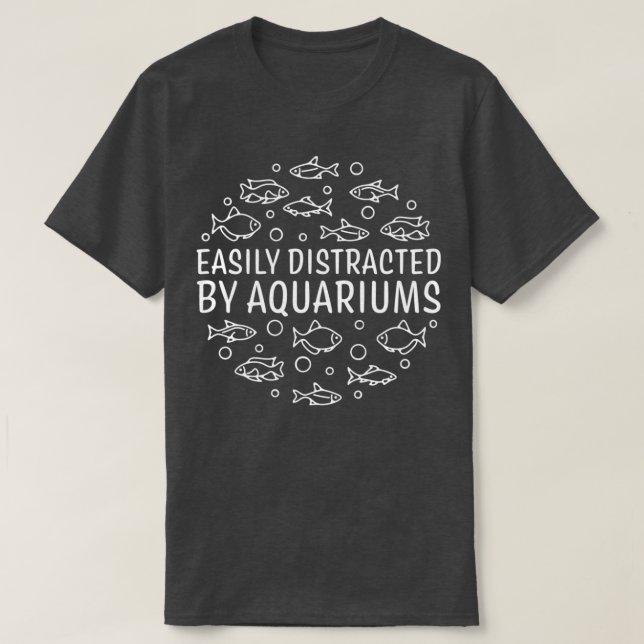 Camiseta Facilmente Distraído Por Aquários Round Design (Frente do Design)