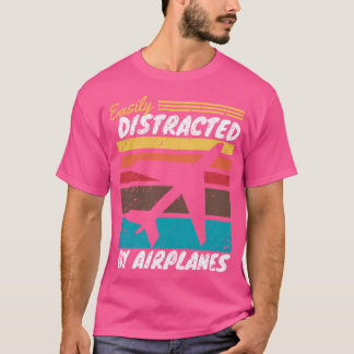 Camiseta Facilmente Distraído Por Aviões