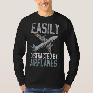 Camiseta Facilmente Distraído Por Aviões