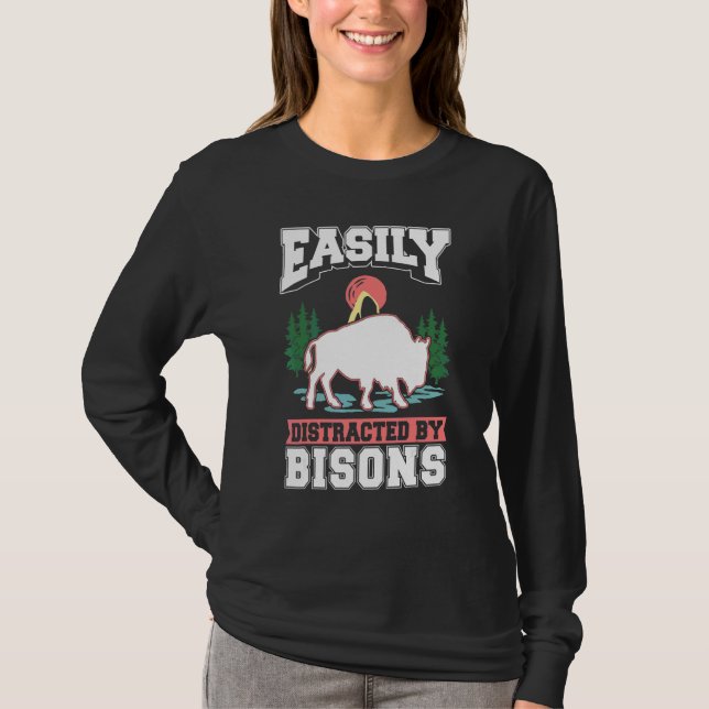 Camiseta Facilmente distraído por Bisons Buffalo (Frente)