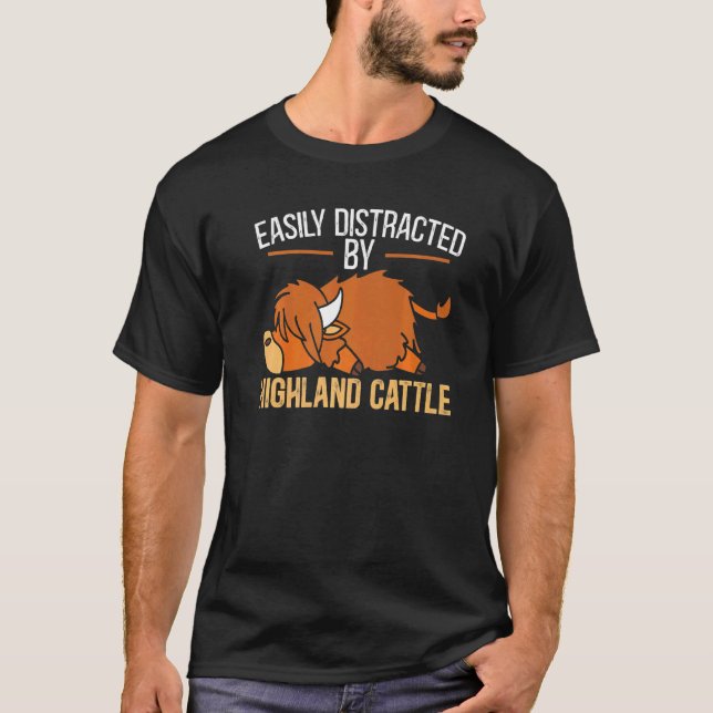 Camiseta Facilmente Distraído Por Boi Vaqueiro De Gado High (Frente)