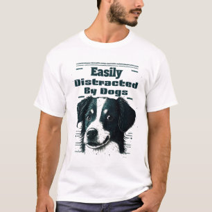Camiseta Facilmente Distraído Por Cães