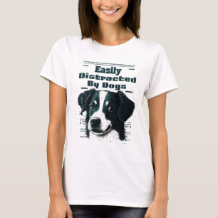 Camiseta Facilmente Distraído Por Cães