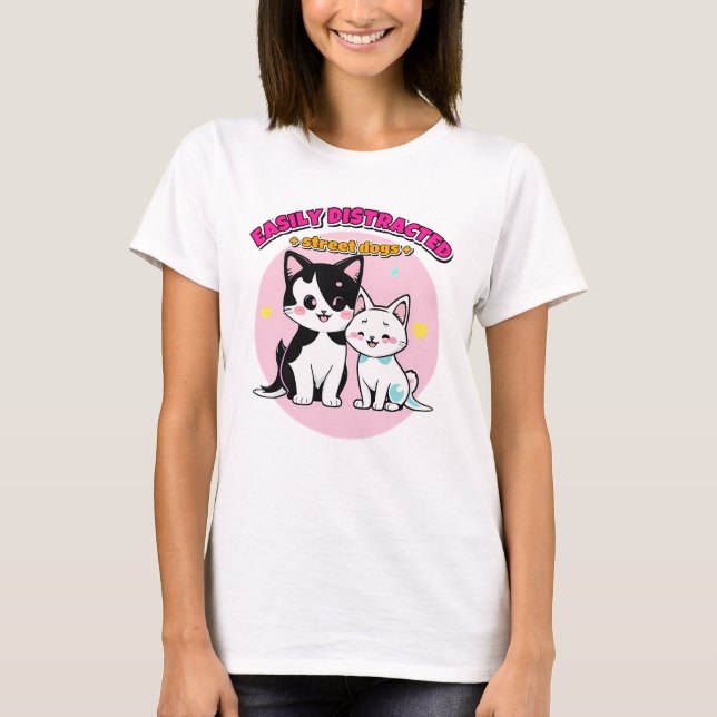 Camiseta Facilmente Distraído Por Cães De Rua Presente Para (Frente)