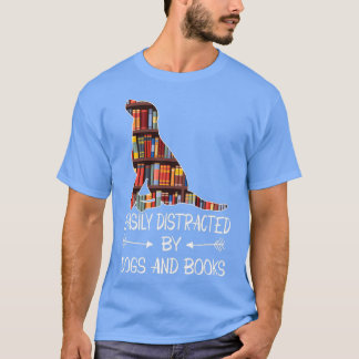 Camiseta facilmente distraído por cães e livros Triblend