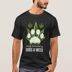Camiseta Facilmente Distraído Por Cães Maconha Gif Engraçad