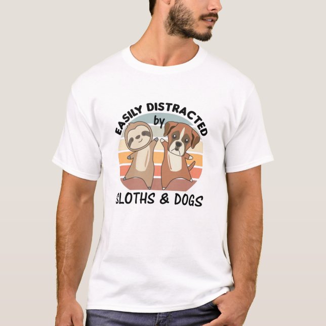 Camiseta Facilmente Distraído Por Calhas E Cães (Frente)