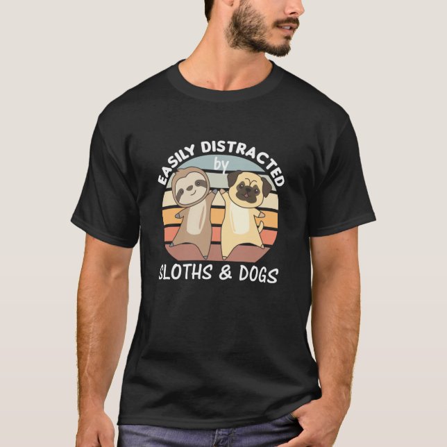 Camiseta Facilmente Distraído Por Calhas E Cães (Frente)