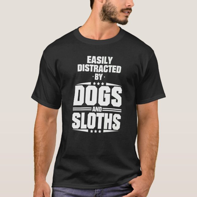 Camiseta Facilmente Distraído Por Calhas E Cães (Frente)