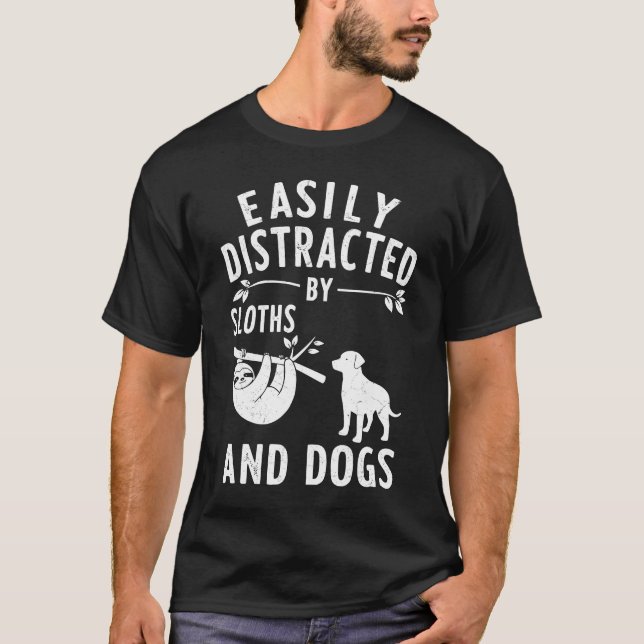 Camiseta Facilmente Distraído Por Calhas E Cães (Frente)
