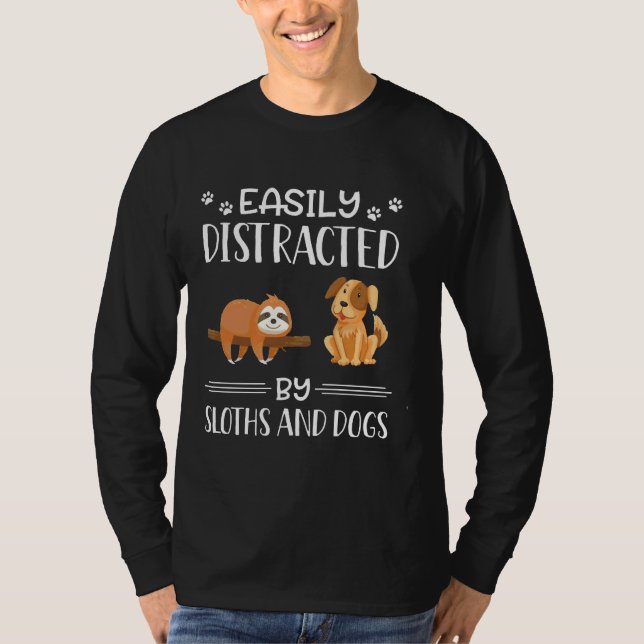 Camiseta Facilmente Distraído Por Calhas E Cães 70 (Frente)