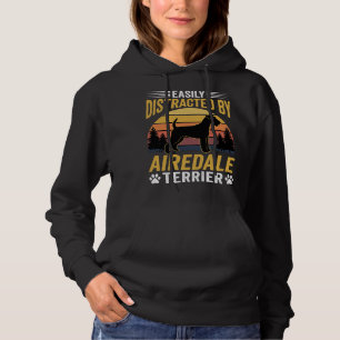 Camiseta Facilmente Distraído por Cão Retro Airedale Terrie