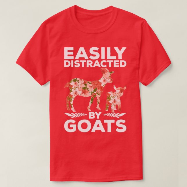 Camiseta Facilmente Distraído Por Caprinos (Frente do Design)