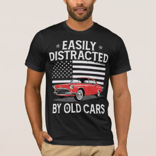 Camiseta Facilmente Distraído Por Carros Antigos Cara Engra