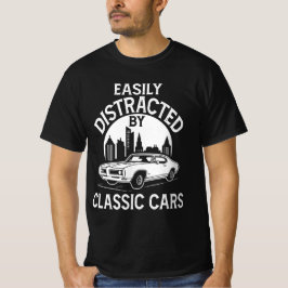 Camiseta Facilmente Distraído Por Carros Clássicos Engraçad