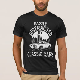 Camiseta Facilmente Distraído Por Carros Clássicos Engraçad