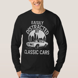 Camiseta Facilmente Distraído Por Carros Clássicos Engraçad