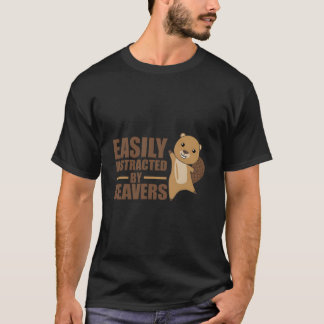 Camiseta Facilmente Distraído Por Castores Castor